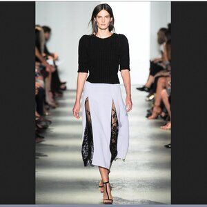 Wes Gordon Lace Inset Crepe Skirt | Spring 2014 Runway | XS, US 0